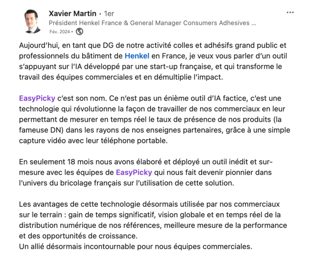 Post LinkedIn de Xavier Martin