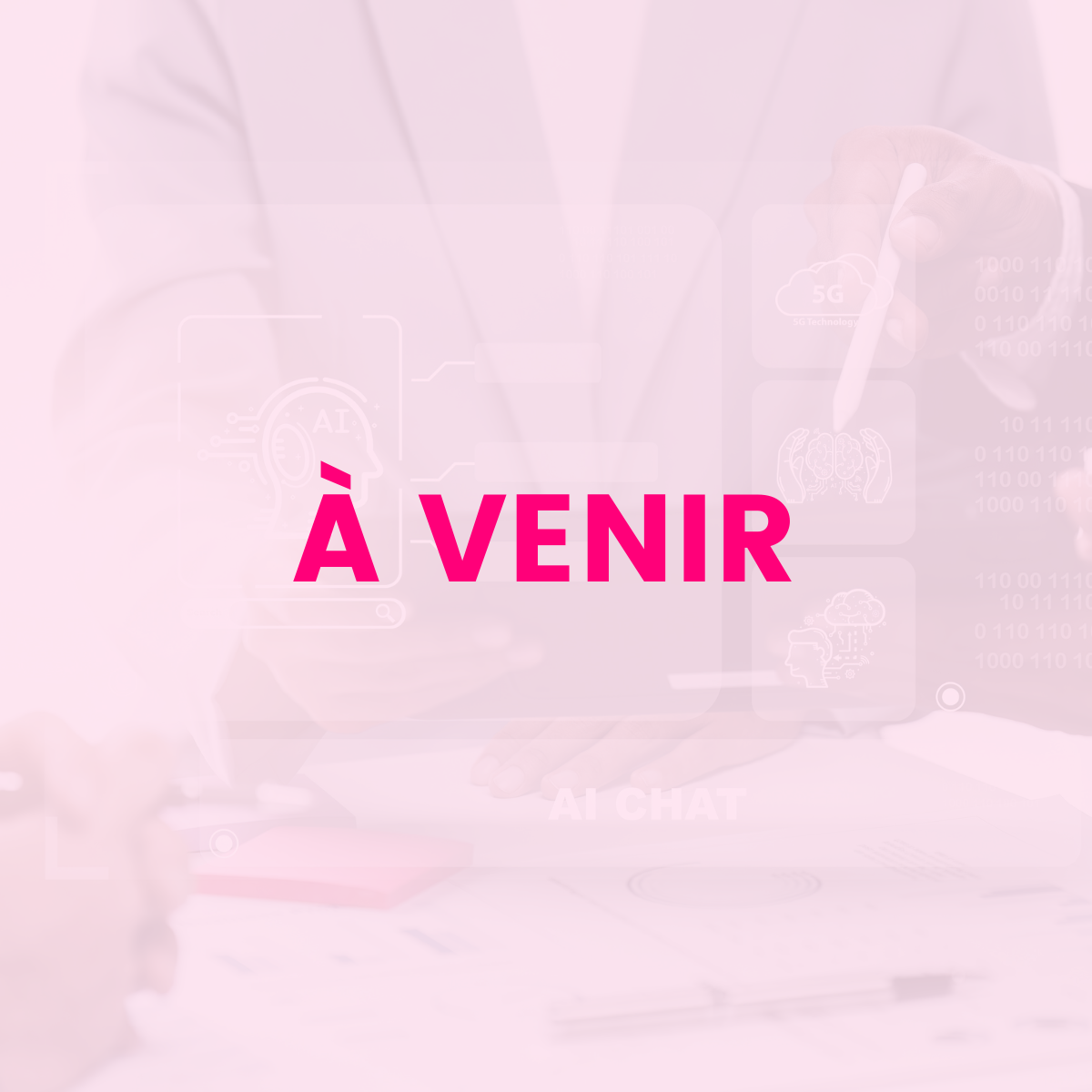 Une image en fond rose avec écris "À venir"