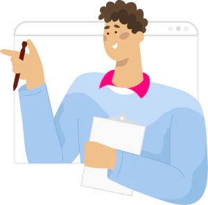 illustration d'un homme qui tient un stylo