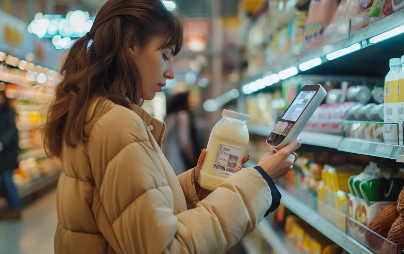 Femme qui scanne un produit