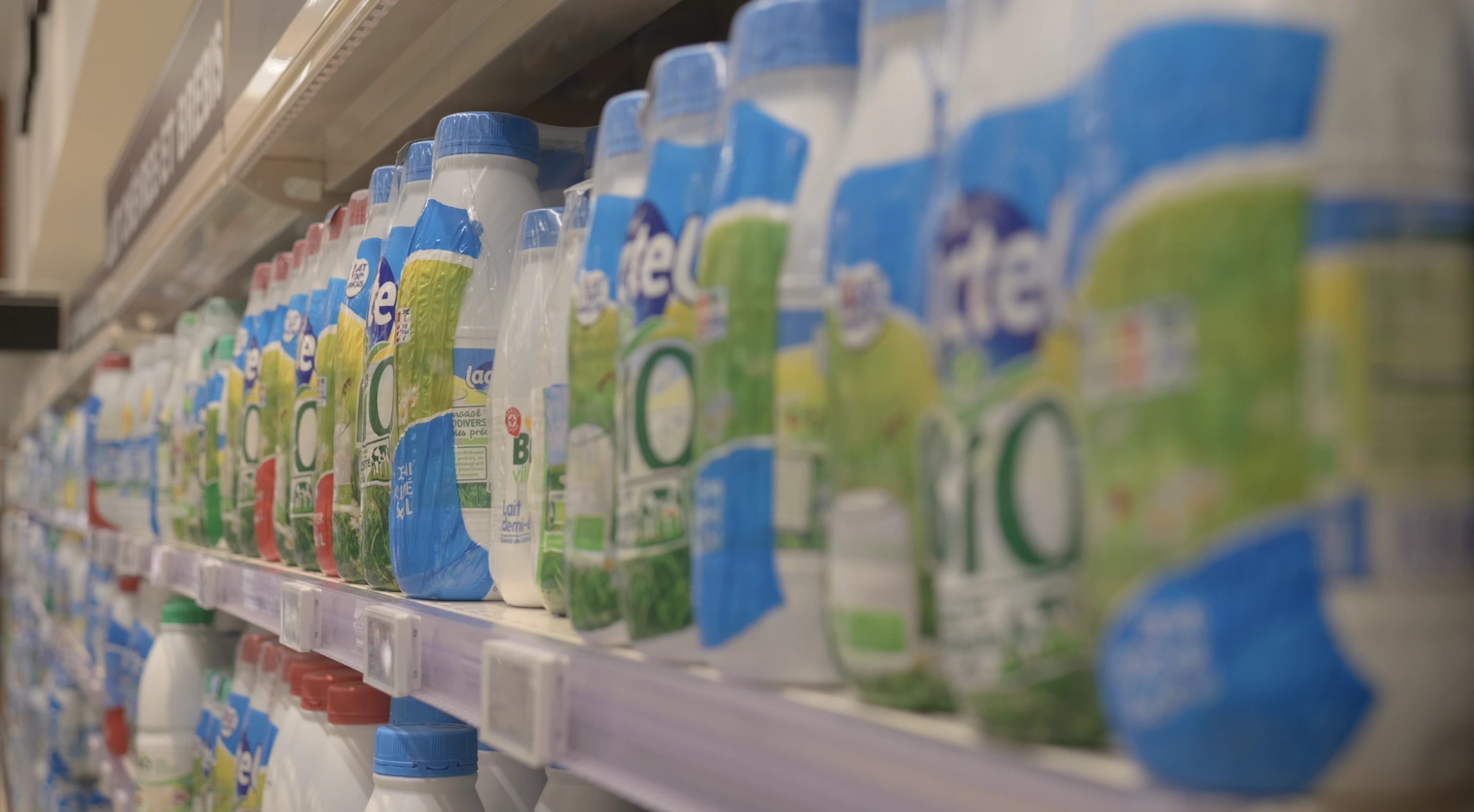 Lactalis products displayed on a supermarket shelf
